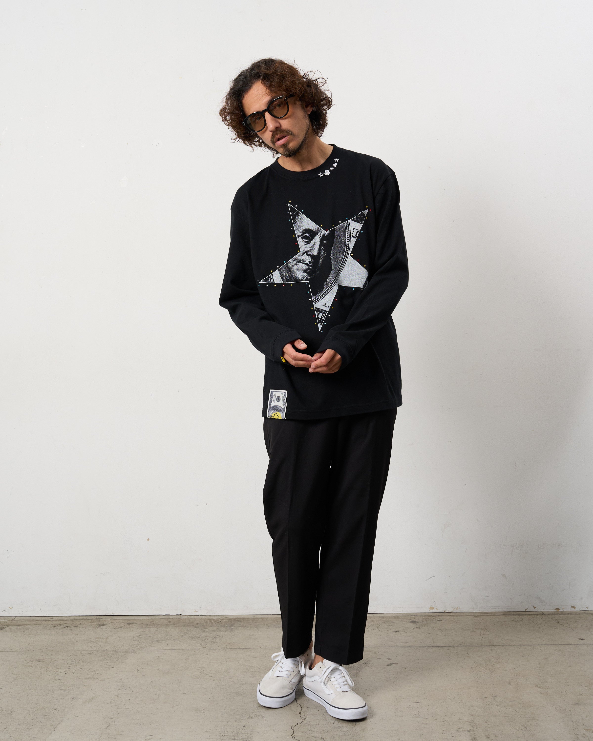 【STUD MUFFIN(スタッドマフィン)】 5.6ozコットン天竺ドルスターカラークリスタルLS Tシャツ(624-02897)