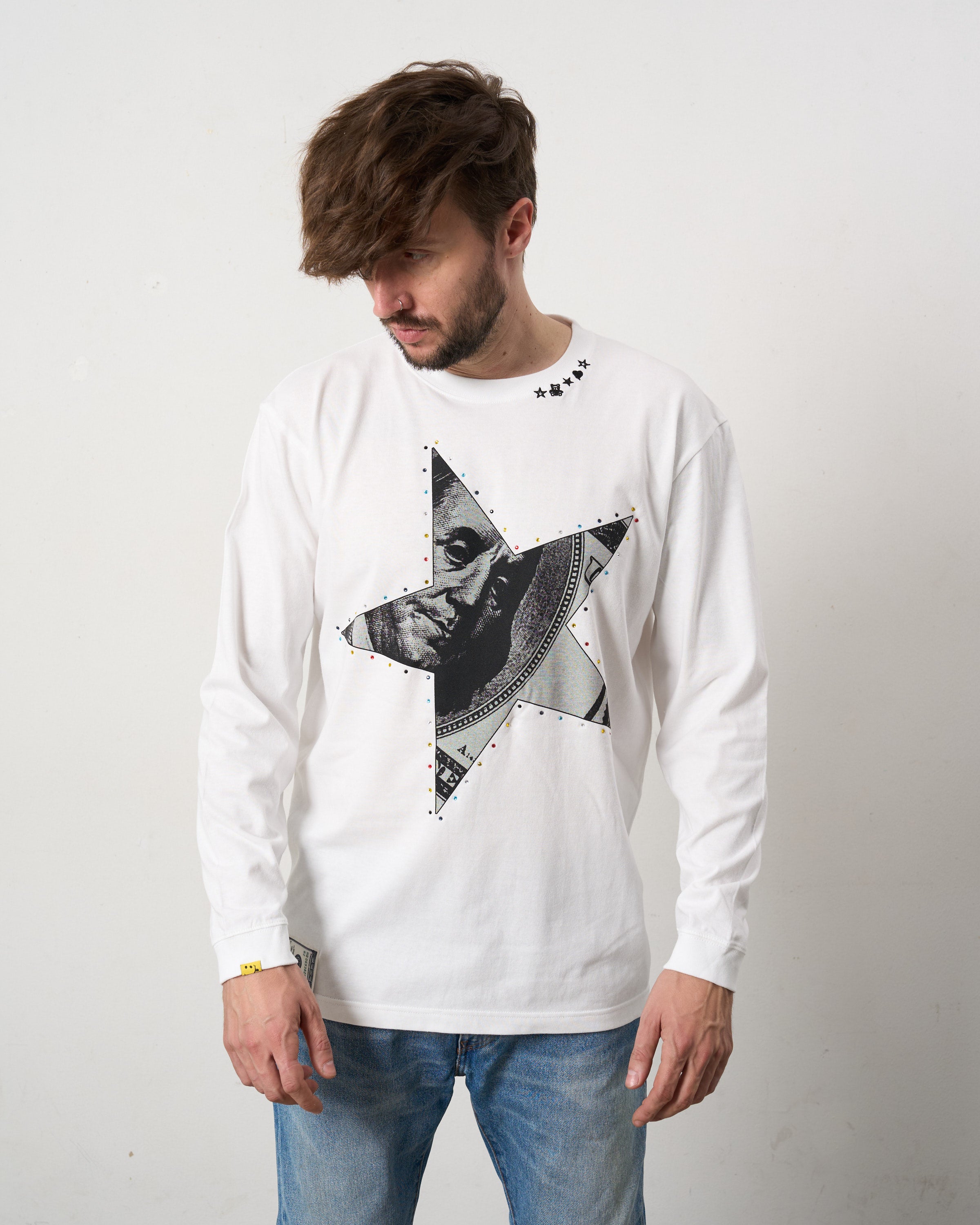 【STUD MUFFIN(スタッドマフィン)】 5.6ozコットン天竺ドルスターカラークリスタルLS Tシャツ(624-02897)