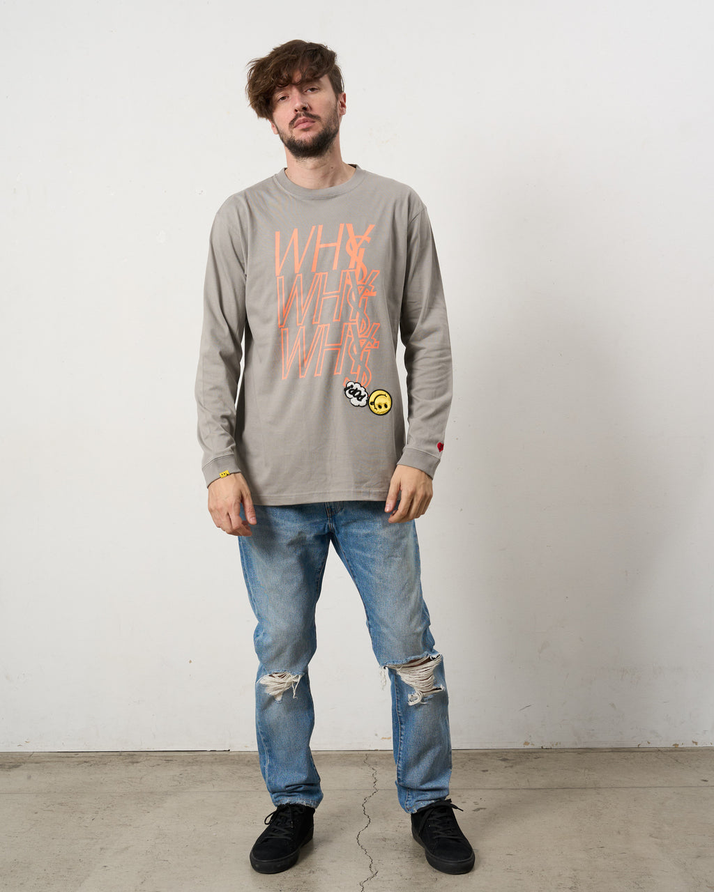 【STUD MUFFIN(スタッドマフィン) 5.6ozコットン天竺 WHYSL-サガラパッチワークLS Tシャツ(624-02906)