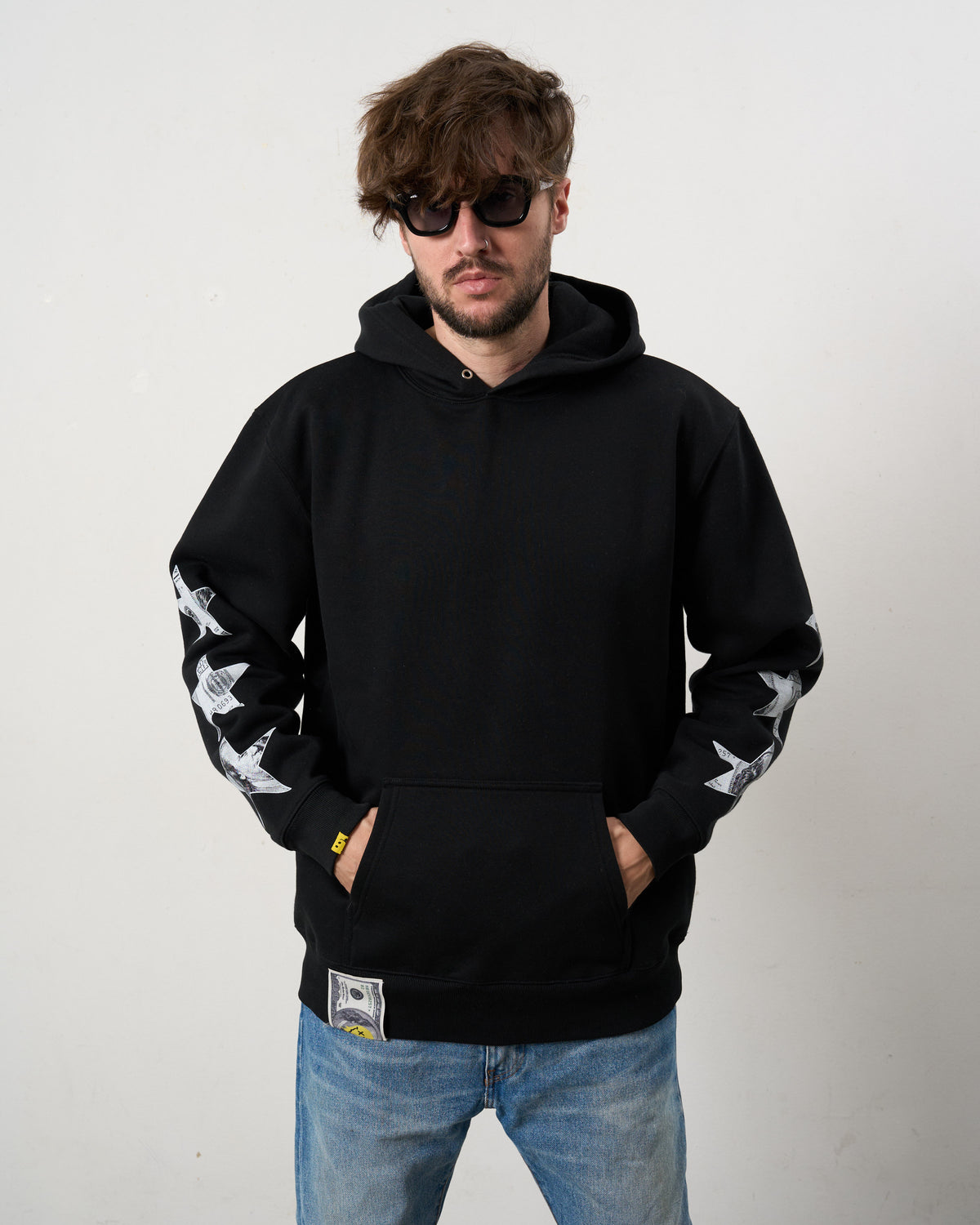 【STUD MUFFIN(スタッドマフィン)】T-C裏毛起毛 ドルスターカラークリスタルプルパーカー(624-02915) Black