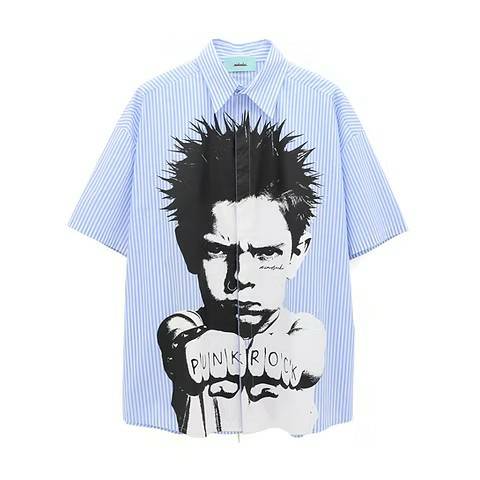 Punk Boy Short Sleeve Shirts / STRIPE