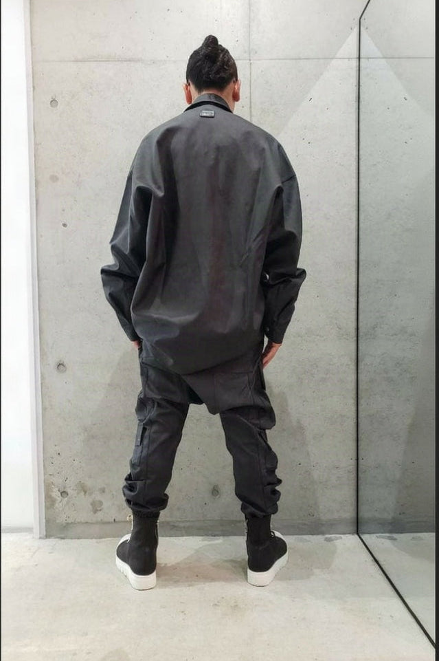 A.F ARTEFACT Vegan Leather Cocoon Shirts / スモークブラック (ag-14021-2)