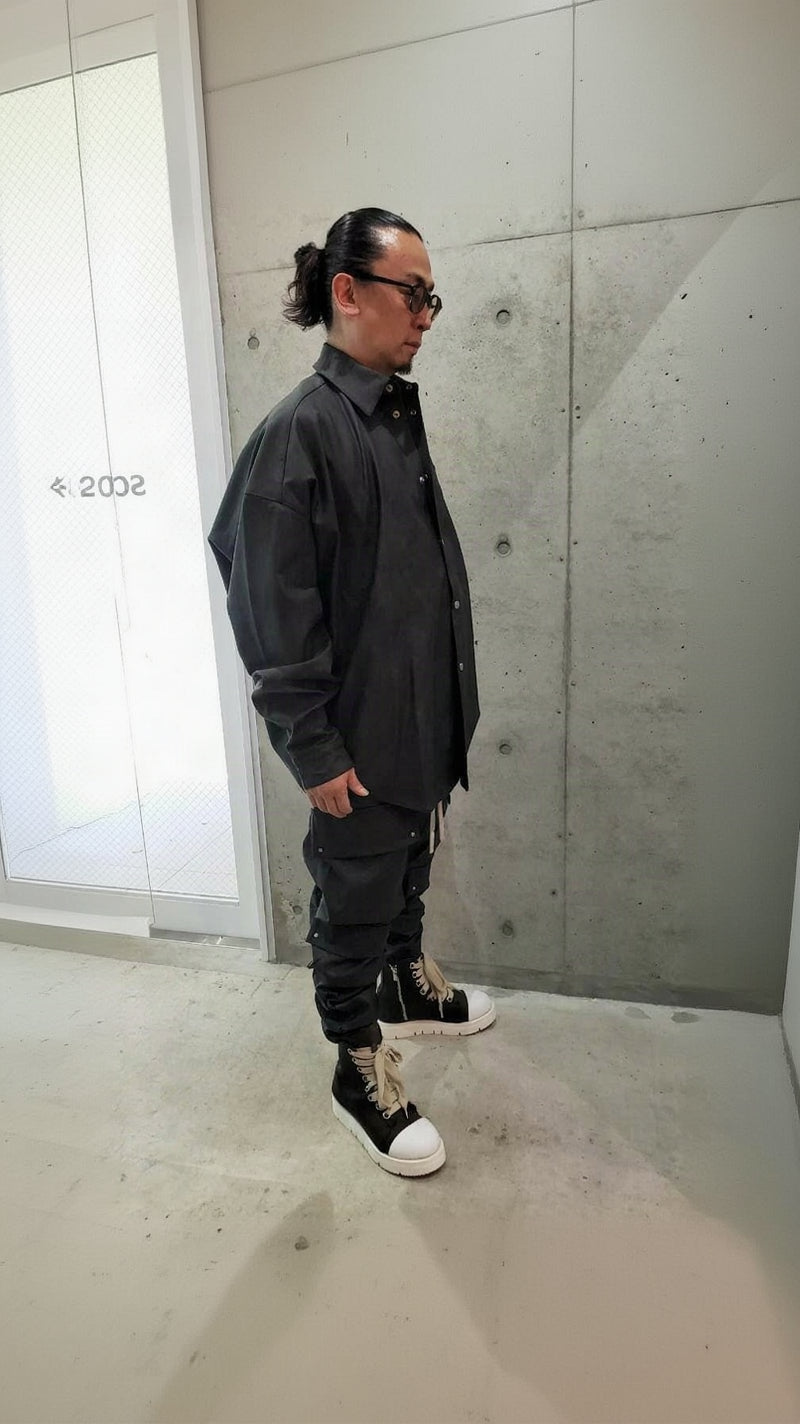 A.F ARTEFACT Vegan Leather Cocoon Shirts / スモークブラック (ag-14021-2)