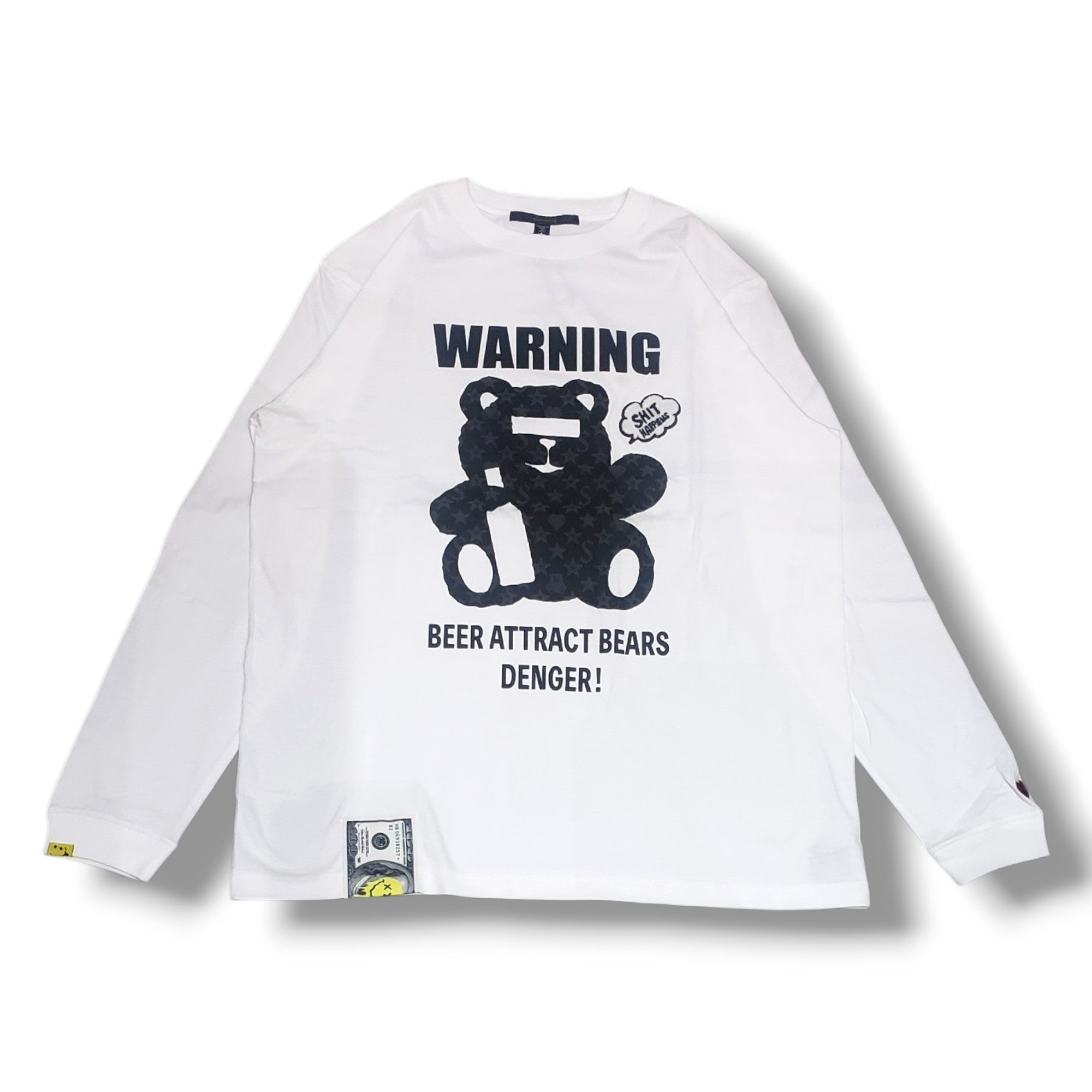 【STUD MUFFIN(スタッドマフィン)5.6ozコットン天竺 WARNING BEARフォームプリントLS Tシャツ(624-02905)