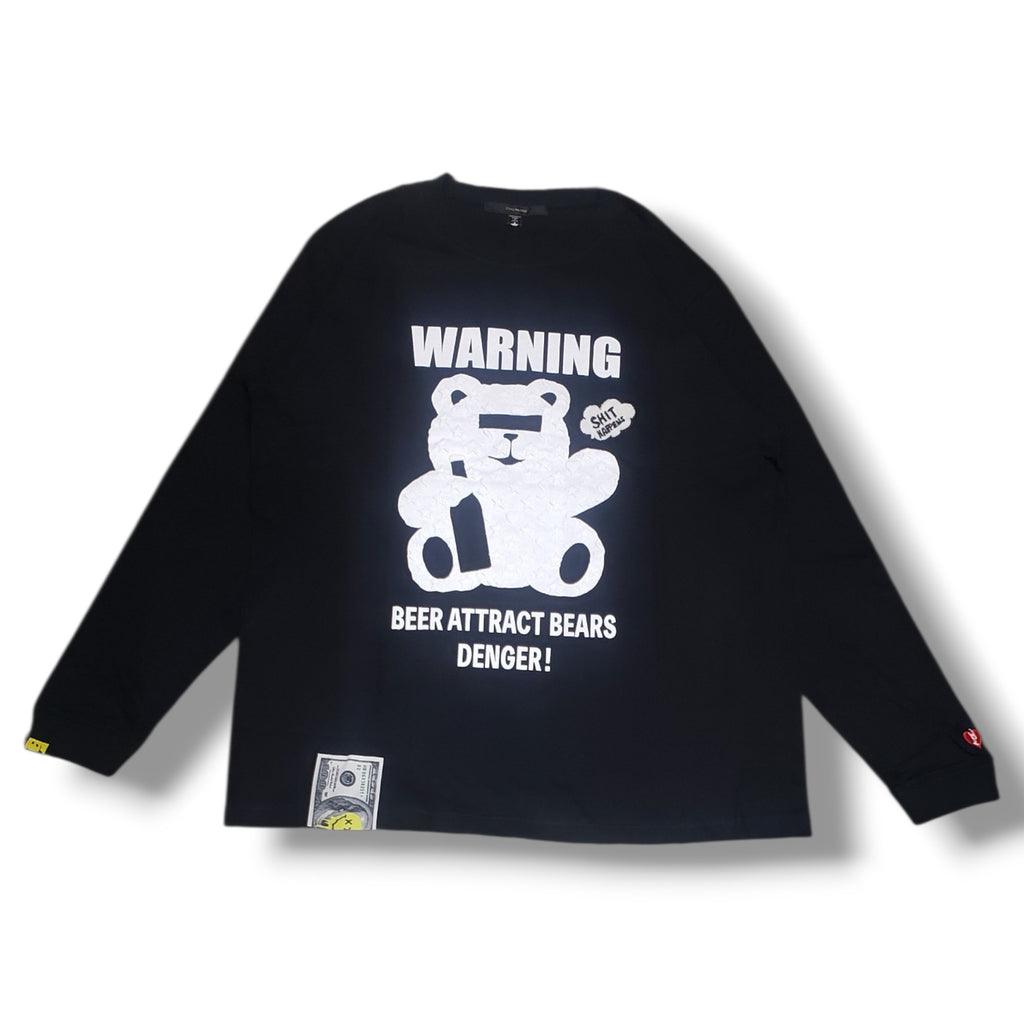 【STUD MUFFIN(スタッドマフィン)5.6ozコットン天竺 WARNING BEARフォームプリントLS Tシャツ(624-02905)