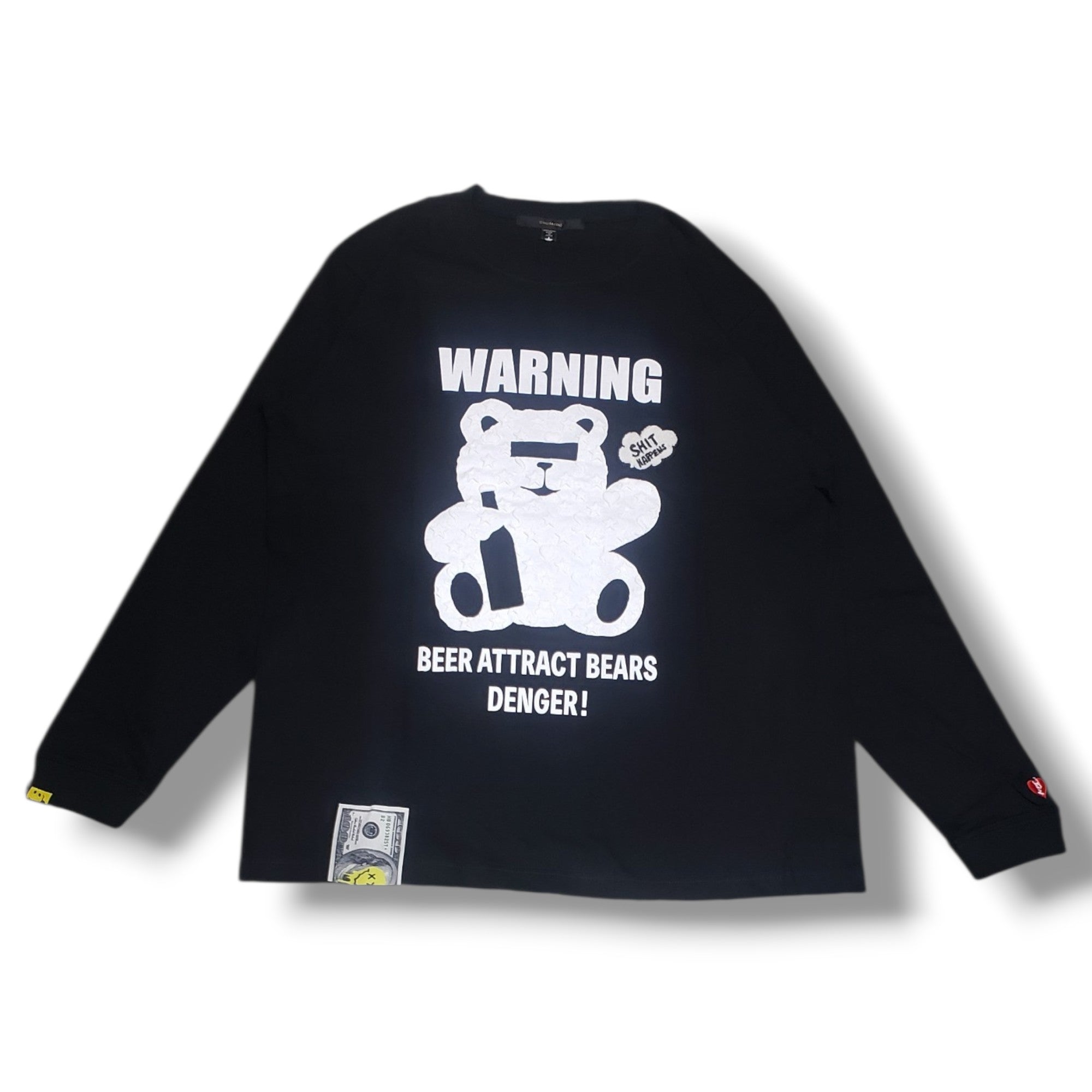 【STUD MUFFIN(スタッドマフィン)5.6ozコットン天竺 WARNING BEARフォームプリントLS Tシャツ(624-02905)