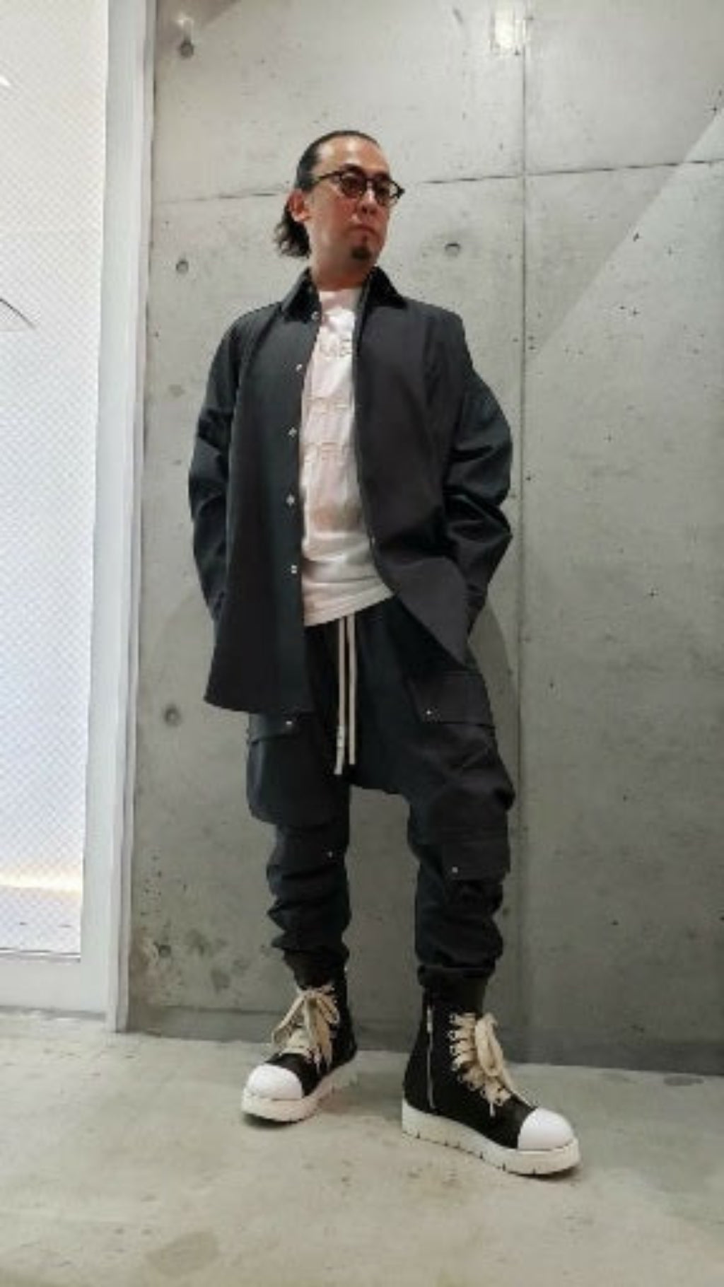 A.F ARTEFACT Vegan Leather Cocoon Shirts / スモークブラック (ag-14021-2)