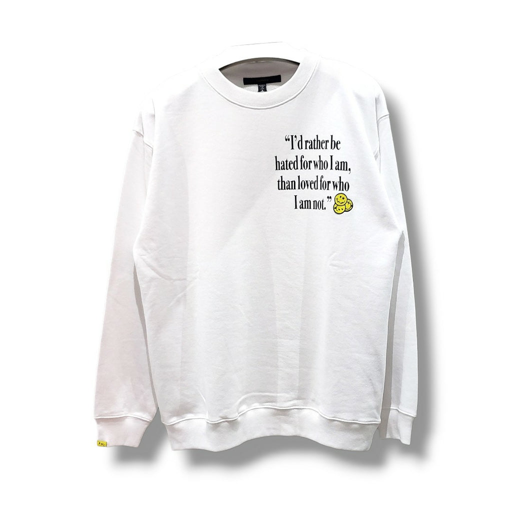 【STUD MUFFIN(スタッドマフィン)】オーセンティックパイル ラベルプリント ボーンパッチワーク スエットシャツ(624-02907) WHITE