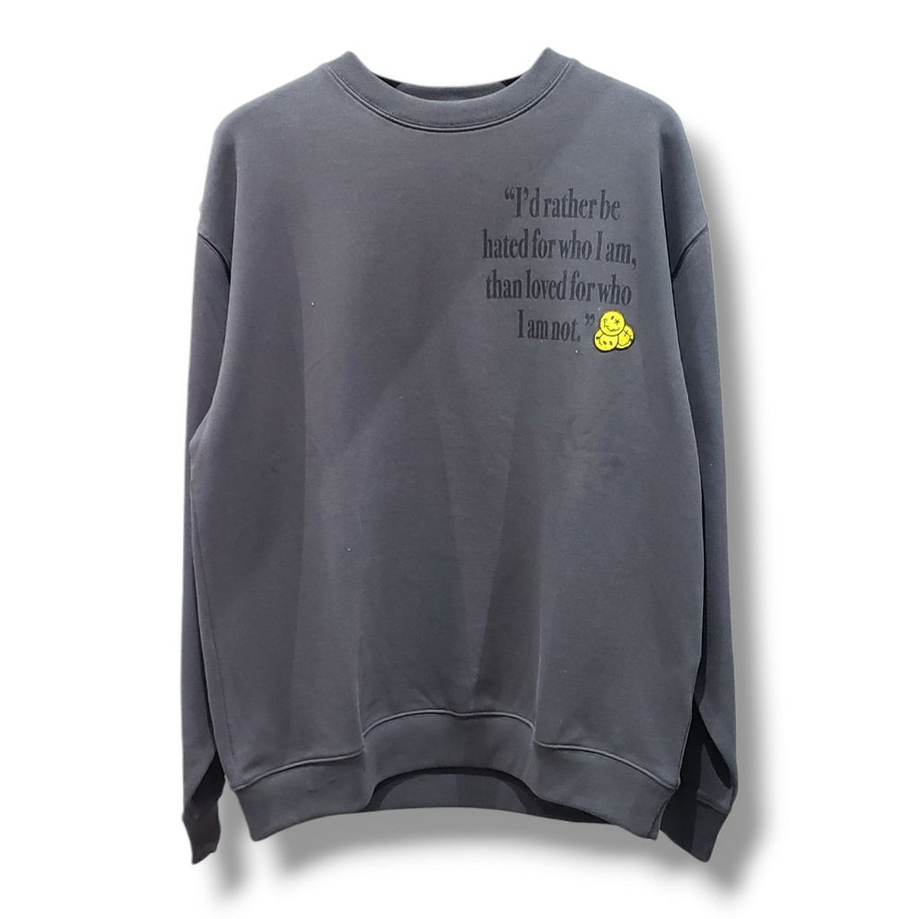 【STUD MUFFIN(スタッドマフィン)】オーセンティックパイル ラベルプリント ボーンパッチワーク スエットシャツ(624-02907) D.GRY