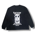 LA-LALA ヘビーコットン天竺アートスカルワイドシルエットLSシャツ　Black