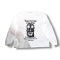 LA-LALA ヘビーコットン天竺アートスカルワイドシルエットLSシャツ　WHITE