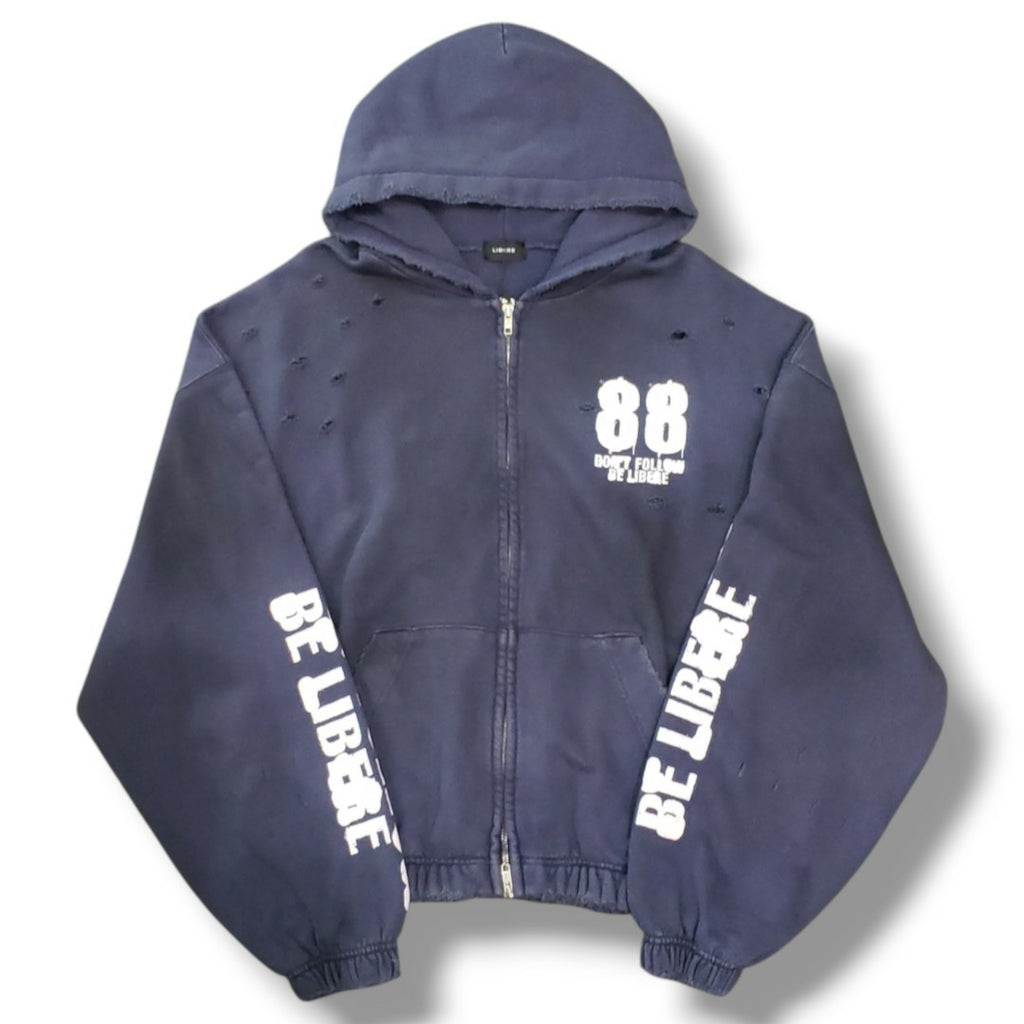 LIBERE　88 DISTRESSED ZIP HOODIE / NAVY　（265230）