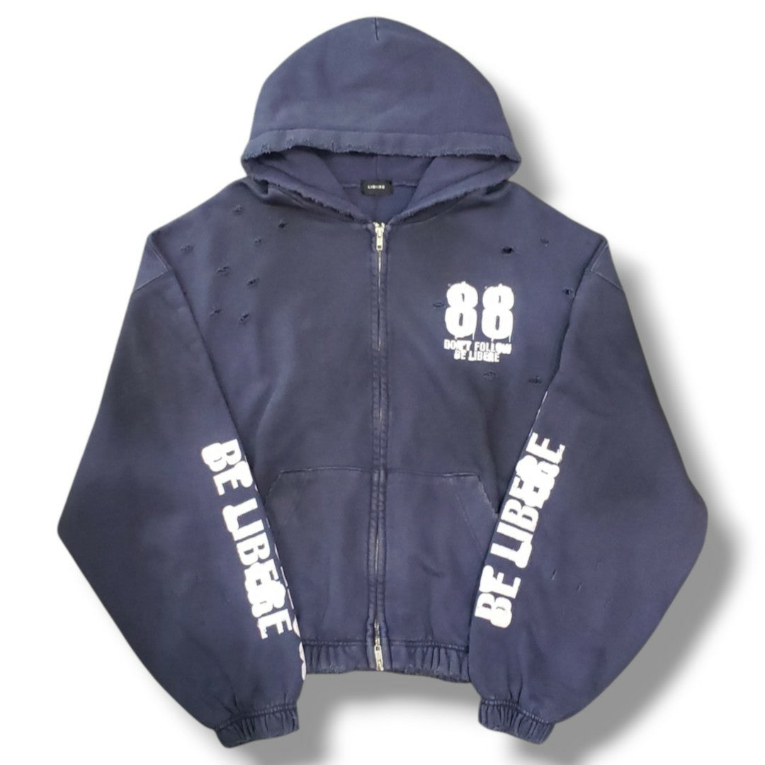 LIBERE　88 DISTRESSED ZIP HOODIE / NAVY　（265230）