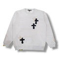 STUD MUFFIN(スタッドマフィン)T-C裏毛起毛 ファー-ムックボアミックスパッチワークスエットシャツ(624-02917) ASH
