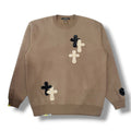 STUD MUFFIN(スタッドマフィン) T-C裏毛起毛 ファー-ムックボアミックスパッチワークスエットシャツ(624-02917) BRN