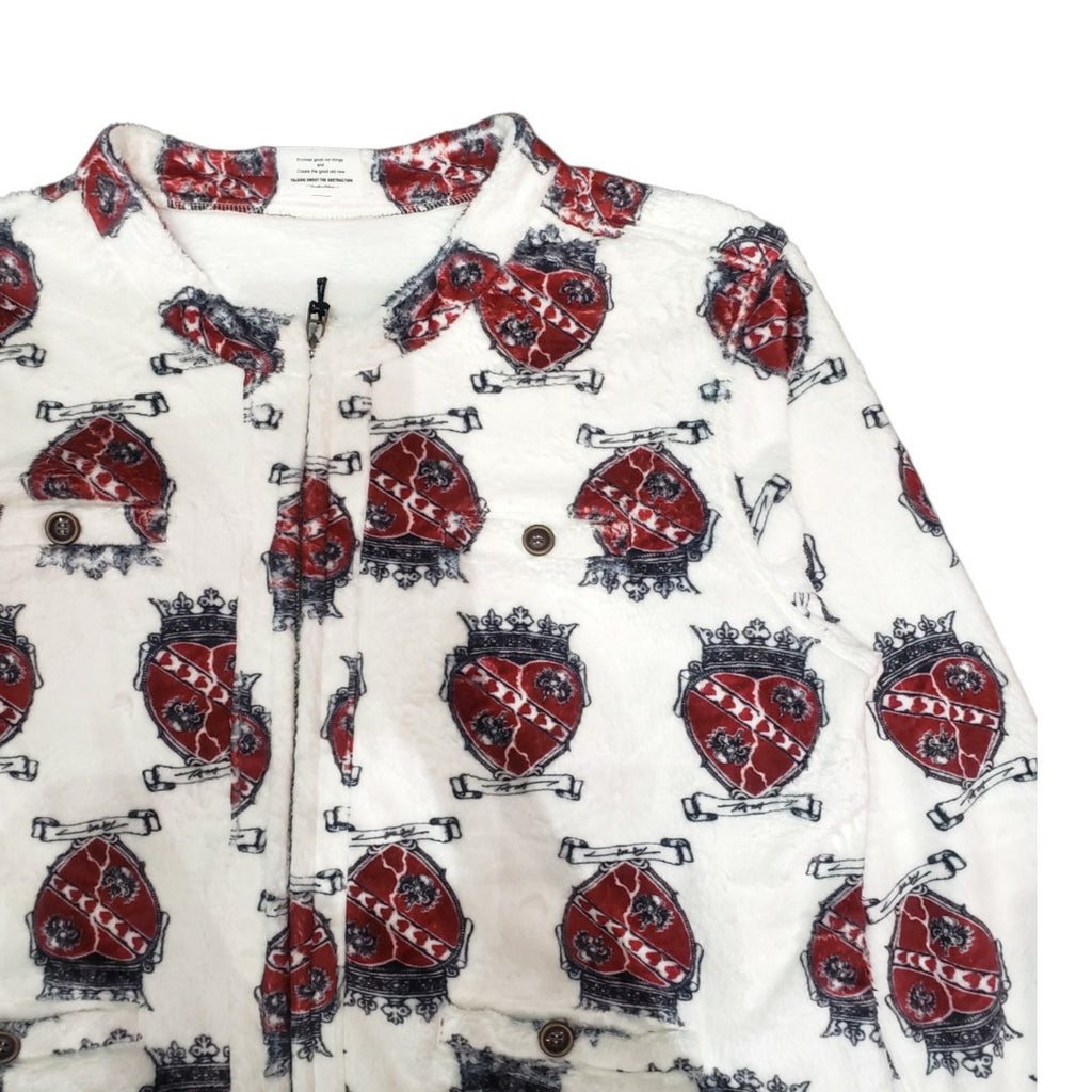 TALKING ABOUT  FUR TRANSFER COLLARLESS JACKET (HEART) 2627AW-J-003