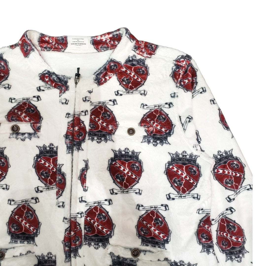 TALKING ABOUT  FUR TRANSFER COLLARLESS JACKET (HEART) 2627AW-J-003