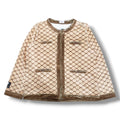 TALKING ABOUT  FUR TRANSFER COLLARLESS JACKET (MONOGRAM) 2627AW-J-003
