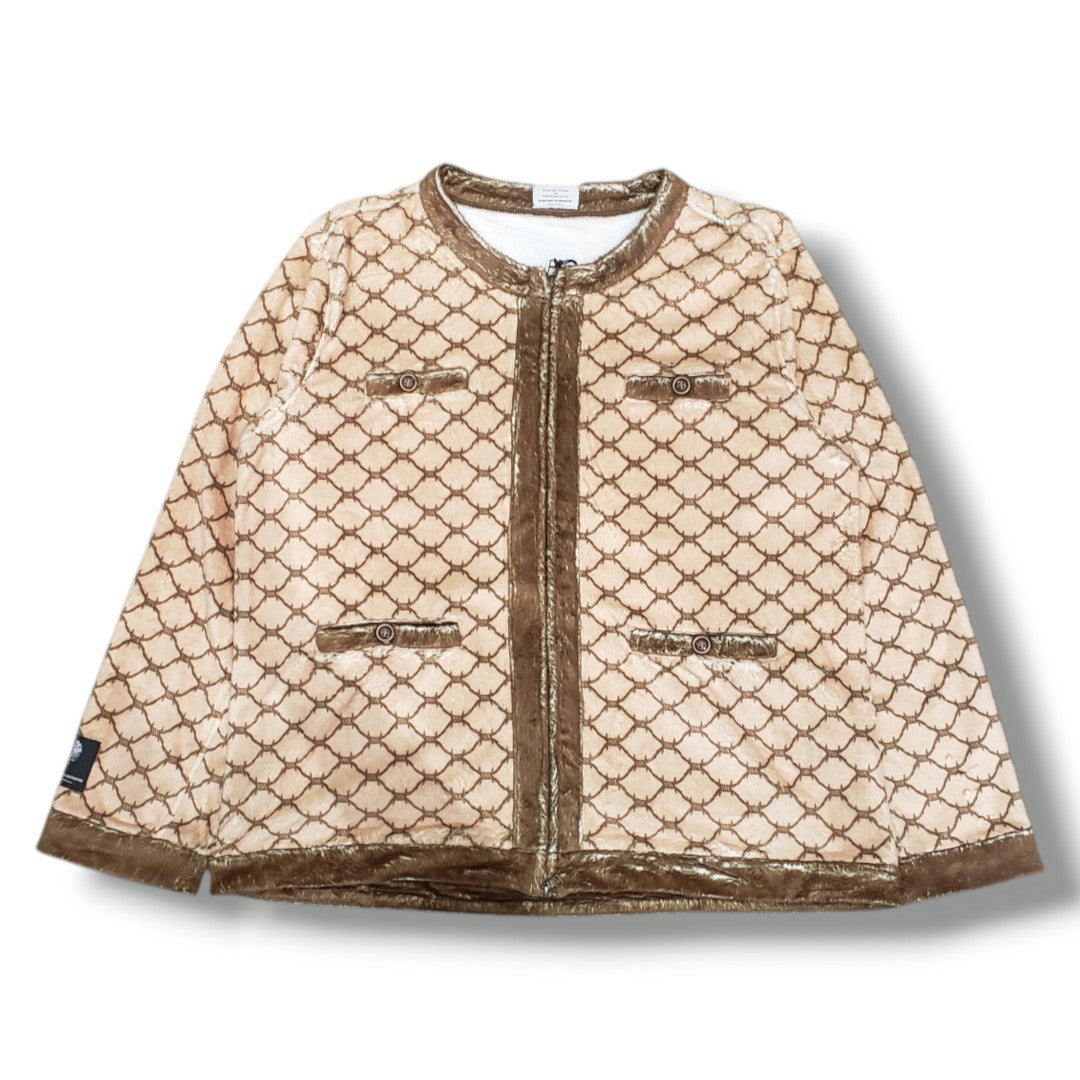TALKING ABOUT  FUR TRANSFER COLLARLESS JACKET (MONOGRAM) 2627AW-J-003