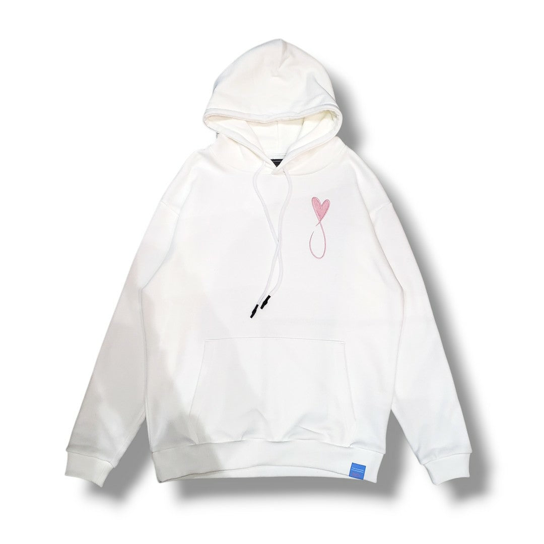 MAISON HONORE　ハートフィッシュビッグロゴフーディー　WHITE×PINK