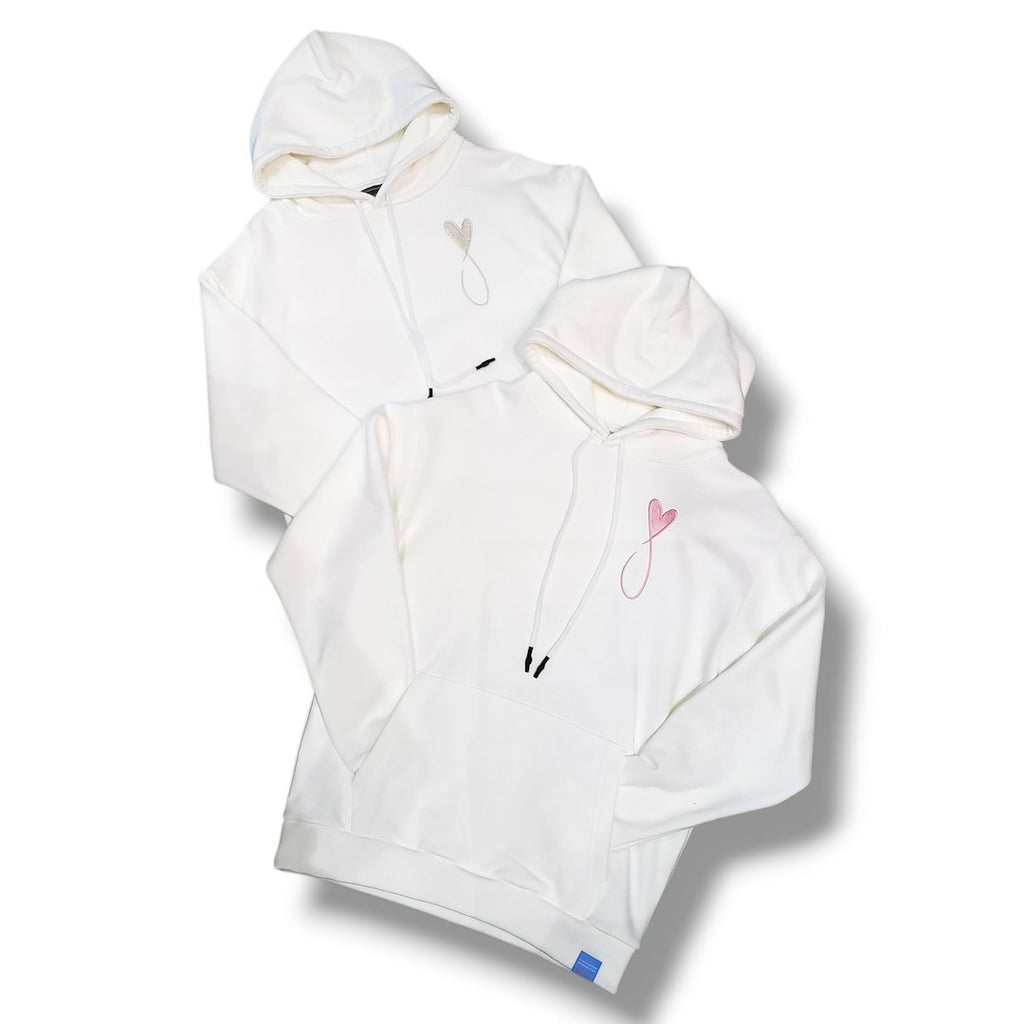 MAISON HONORE　ハートフィッシュビッグロゴフーディー　WHITE×PINK