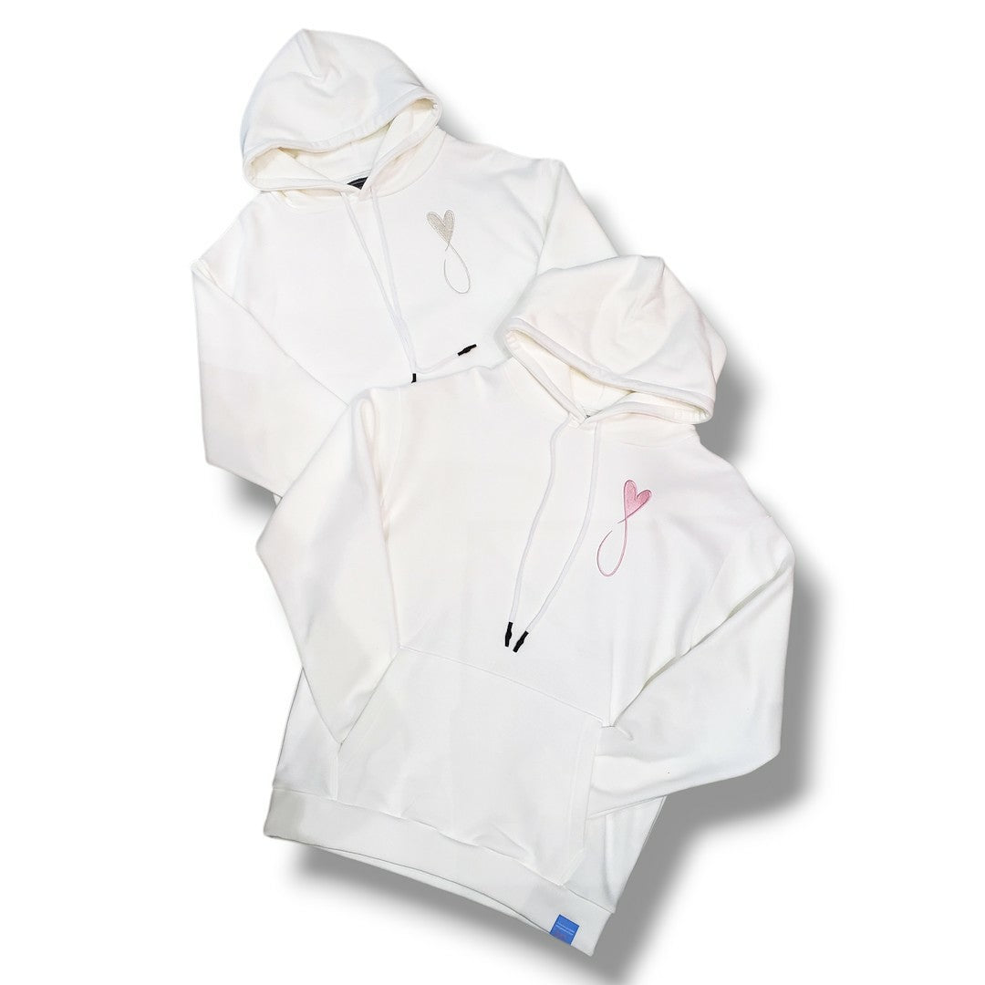 MAISON HONORE　ハートフィッシュビッグロゴフーディー　WHITE×PINK