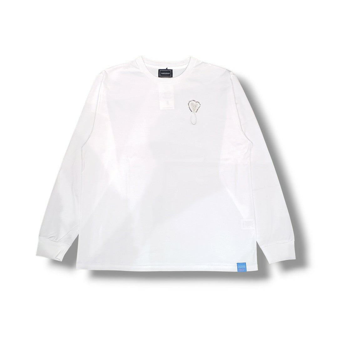 MAISON HONORE Tiphanie Swarovski スワロロングスリーブT　WHITE×silver