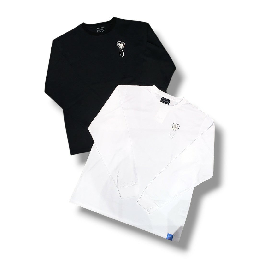MAISON HONORE Tiphanie Swarovski スワロロングスリーブT　Black×silver