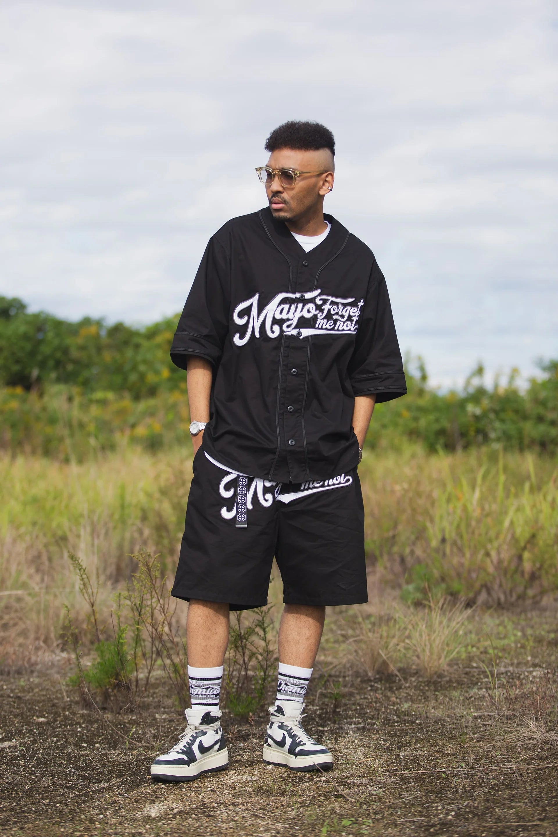 MAYO FGMN EMBROIDERY BASE BALL SHIRTS BLACK