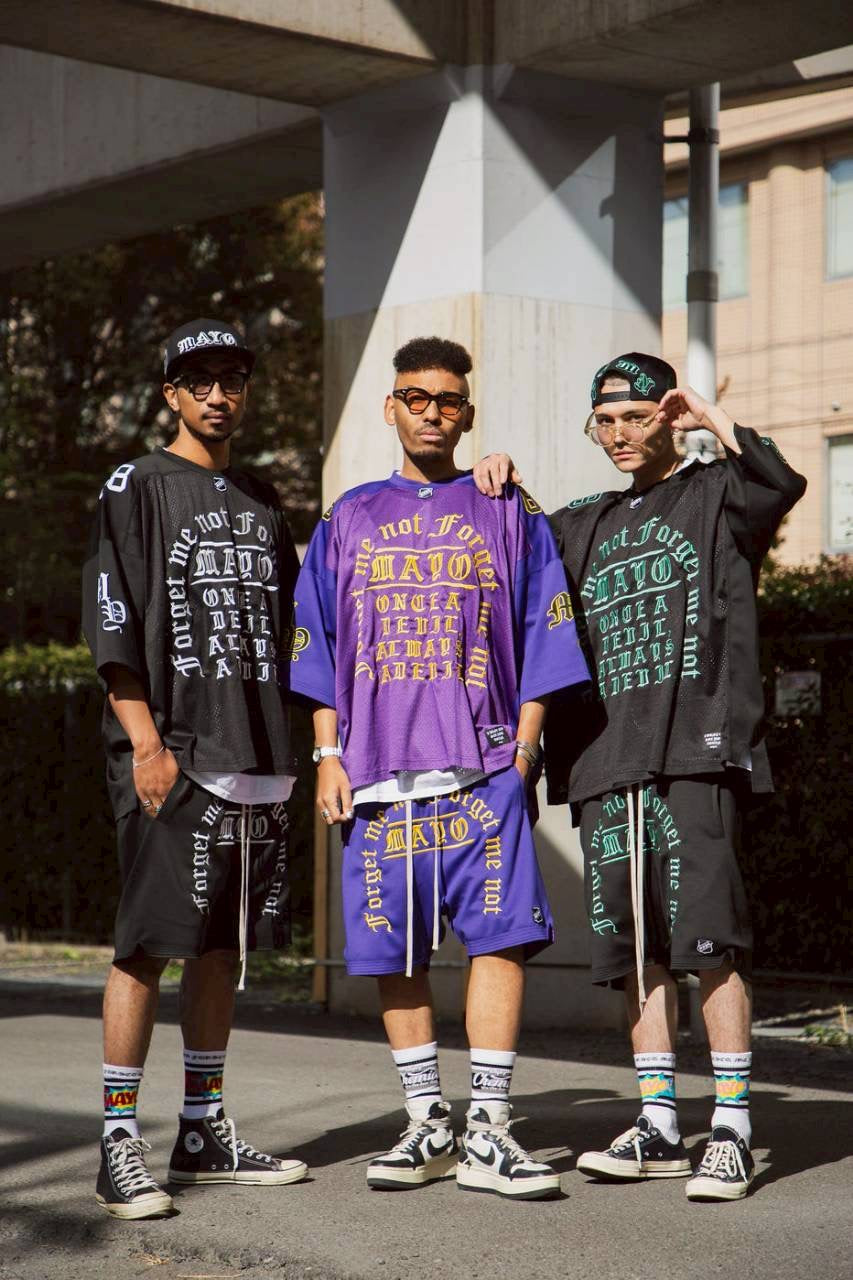 MAYO MESSAGE EMBROIDERY GAME SHORTS BLACK