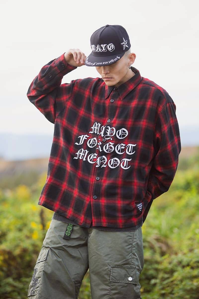 FRONT LOGO EMBROIDERY CHECK SHIRT RED × BLACK