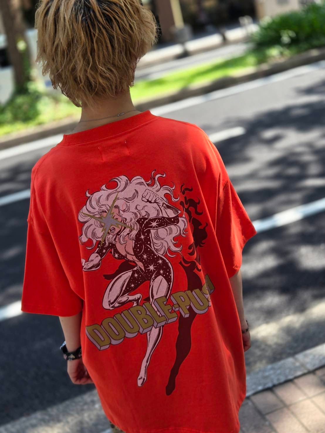 TAIN DOUBLE PUSH FLASH LADY SHORT SLEEVE T-SHIRTS /ORANGE