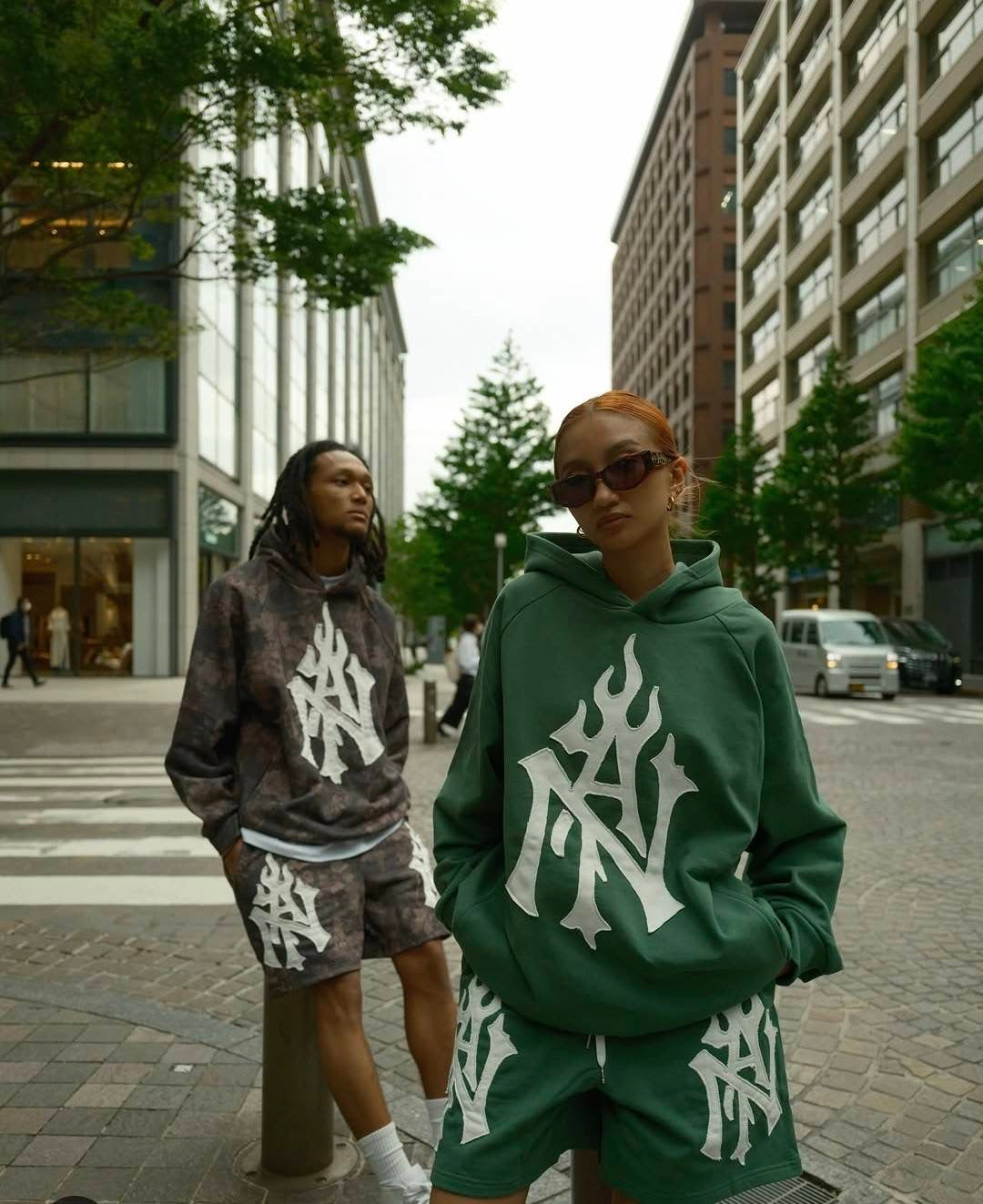 TAIN DOUBLE PUSH MONOGRAM P/O SWEAT HOODIE /FLOWERS
