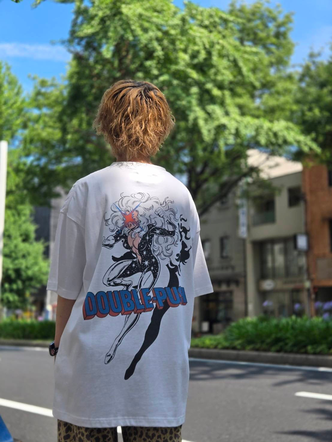 TAIN DOUBLE PUSH FLASH LADY SHORT SLEEVE T-SHIRTS /WHITE
