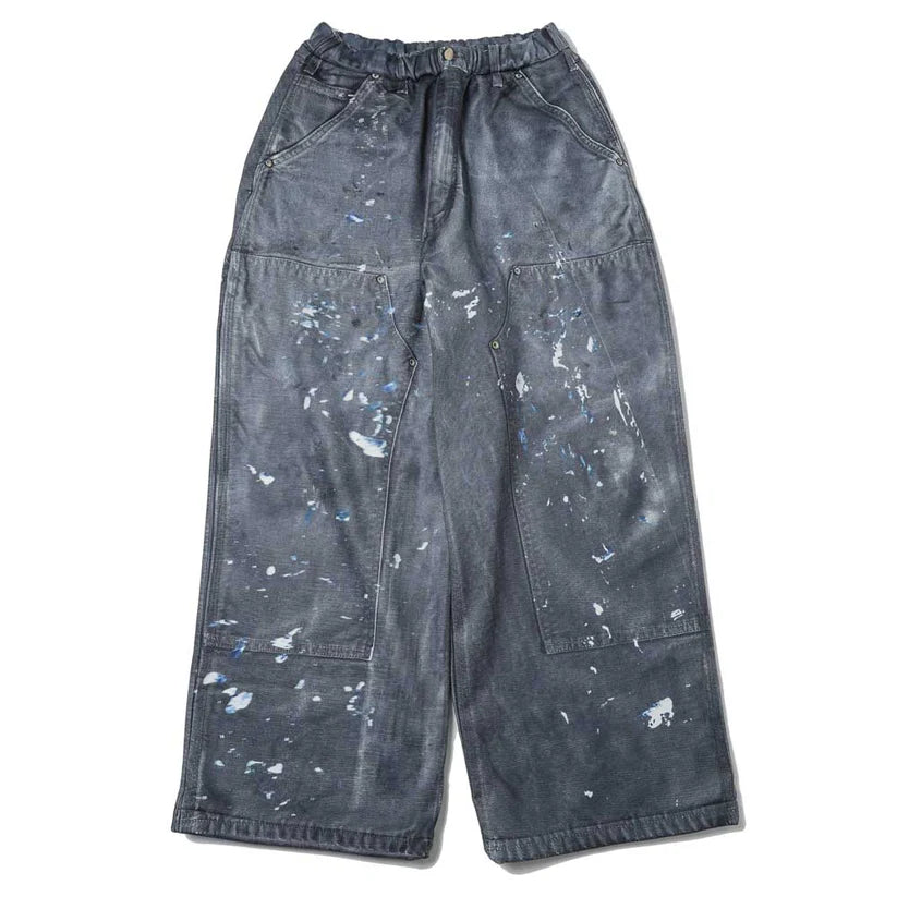 TALKING ABOUT THE ABSTRACTION　PRINT DUCK WIDE PANTS BLACK (26SS-P-002CH)