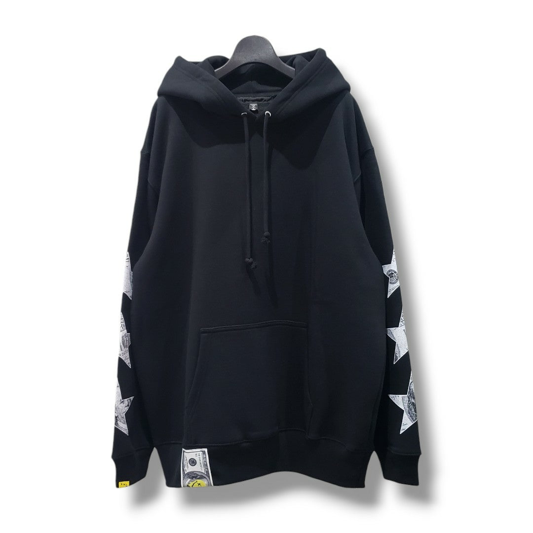 【STUD MUFFIN(スタッドマフィン)】T-C裏毛起毛 ドルスターカラークリスタルプルパーカー(624-02915) Black