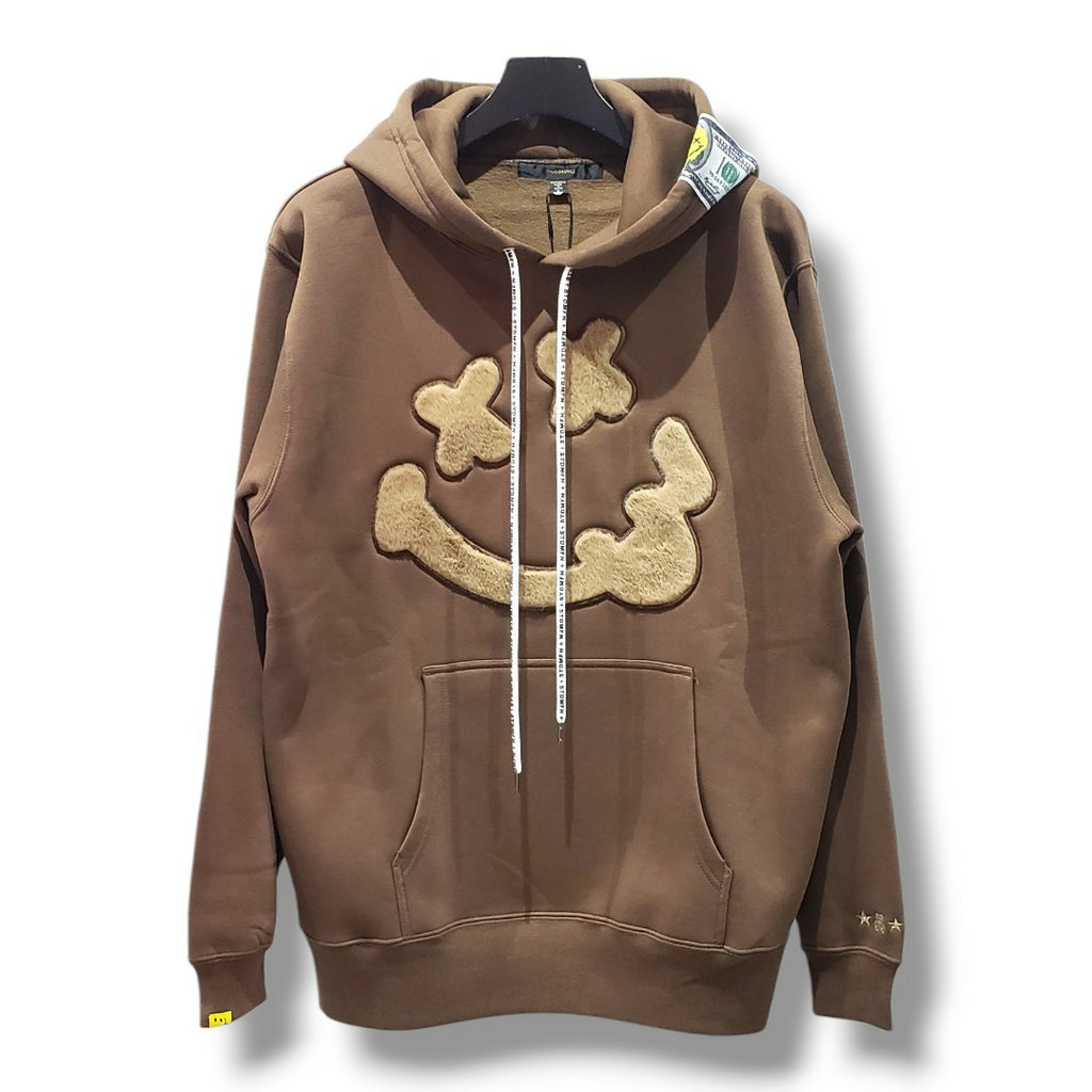 【STUD MUFFIN(スタッドマフィン)】 T-C裏毛起毛ファースマイルパッチワーク プルパーカー(624-02910) BRN