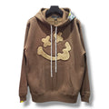 【STUD MUFFIN(スタッドマフィン)】 T-C裏毛起毛ファースマイルパッチワーク プルパーカー(624-02910) BRN