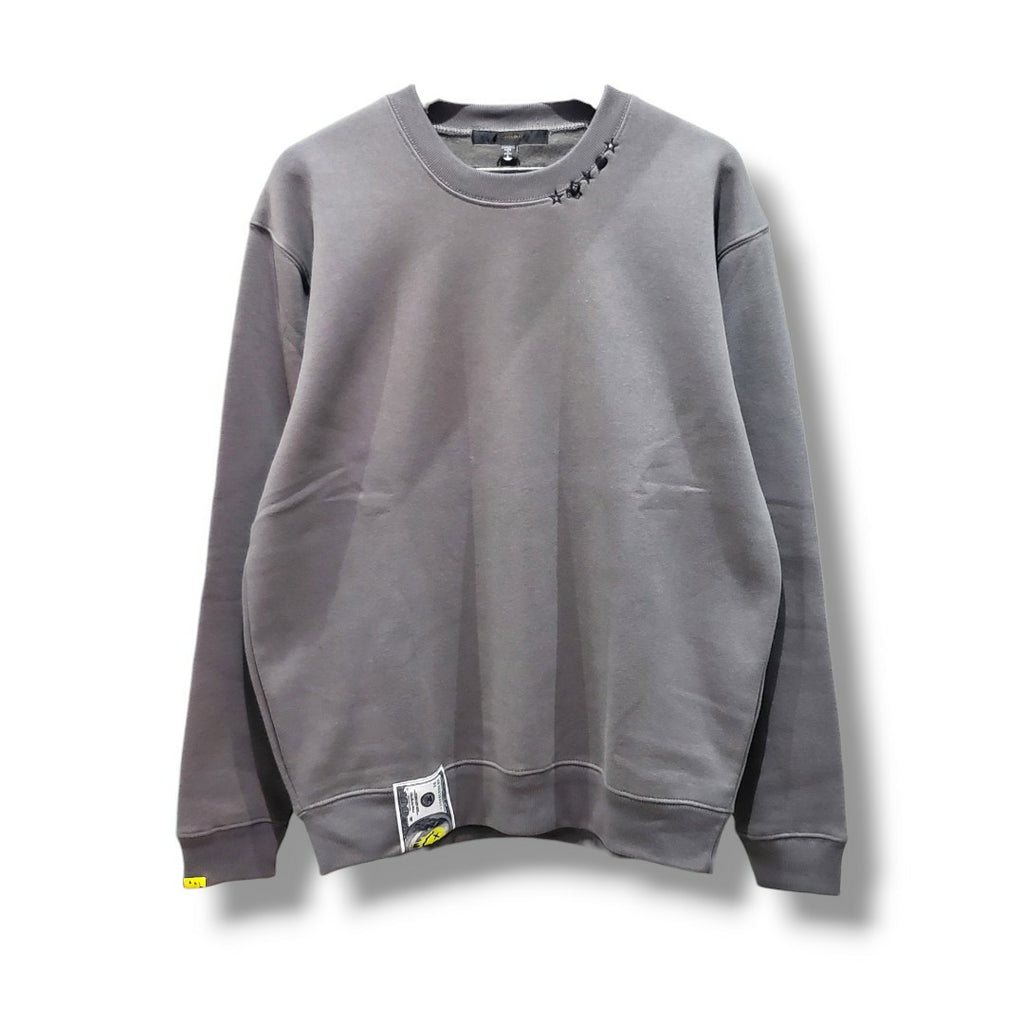 【STUD MUFFIN(スタッドマフィン)】T-C裏毛起毛ファースマイルパッチワーク スエットシャツ(624-02911) C.GRY