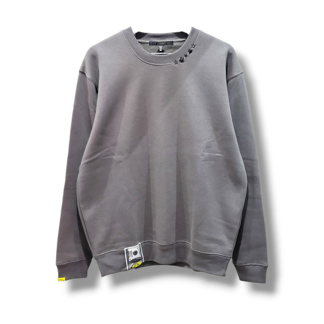 【STUD MUFFIN(スタッドマフィン)】T-C裏毛起毛ファースマイルパッチワーク スエットシャツ(624-02911) C.GRY