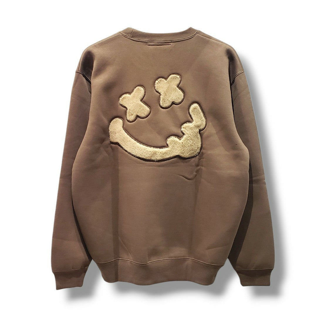 【STUD MUFFIN(スタッドマフィン)】T-C裏毛起毛ファースマイルパッチワーク スエットシャツ(624-02911) BRN