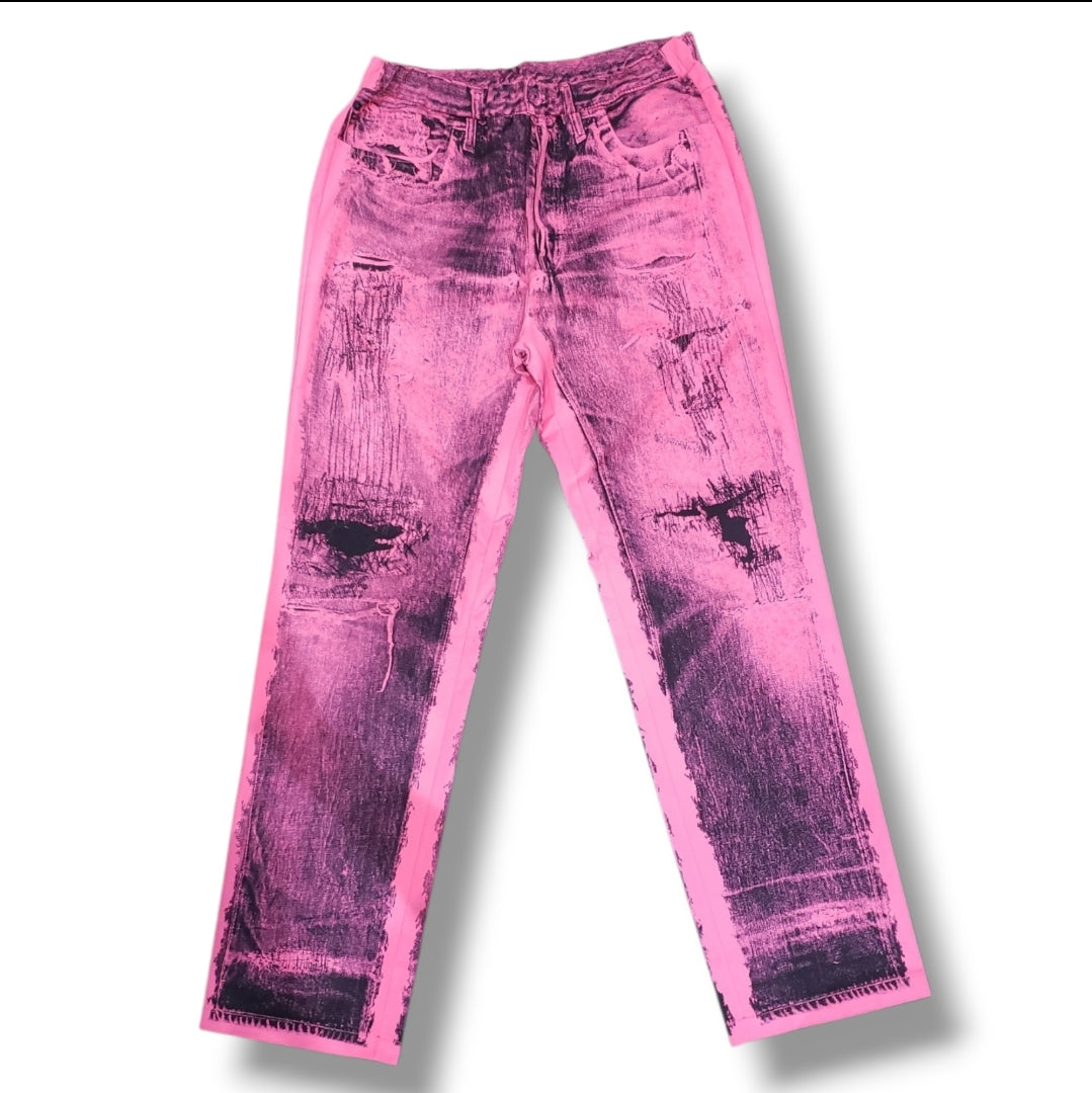 TALKING ABOUT POP ART TRANSFER STRAIGHT PANTS PINK (2627AW-PT-012)