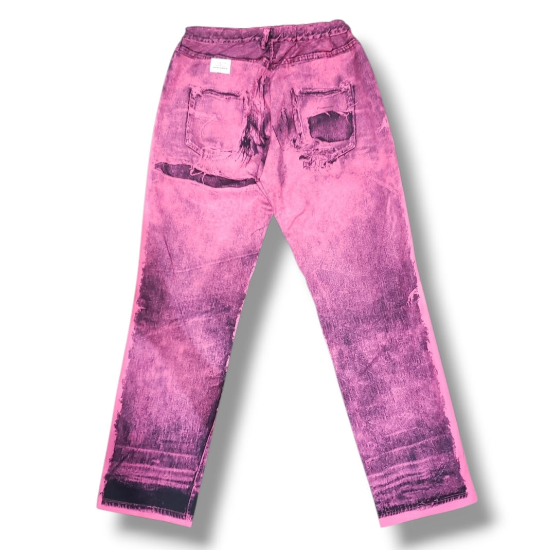 TALKING ABOUT POP ART TRANSFER STRAIGHT PANTS PINK (2627AW-PT-012)