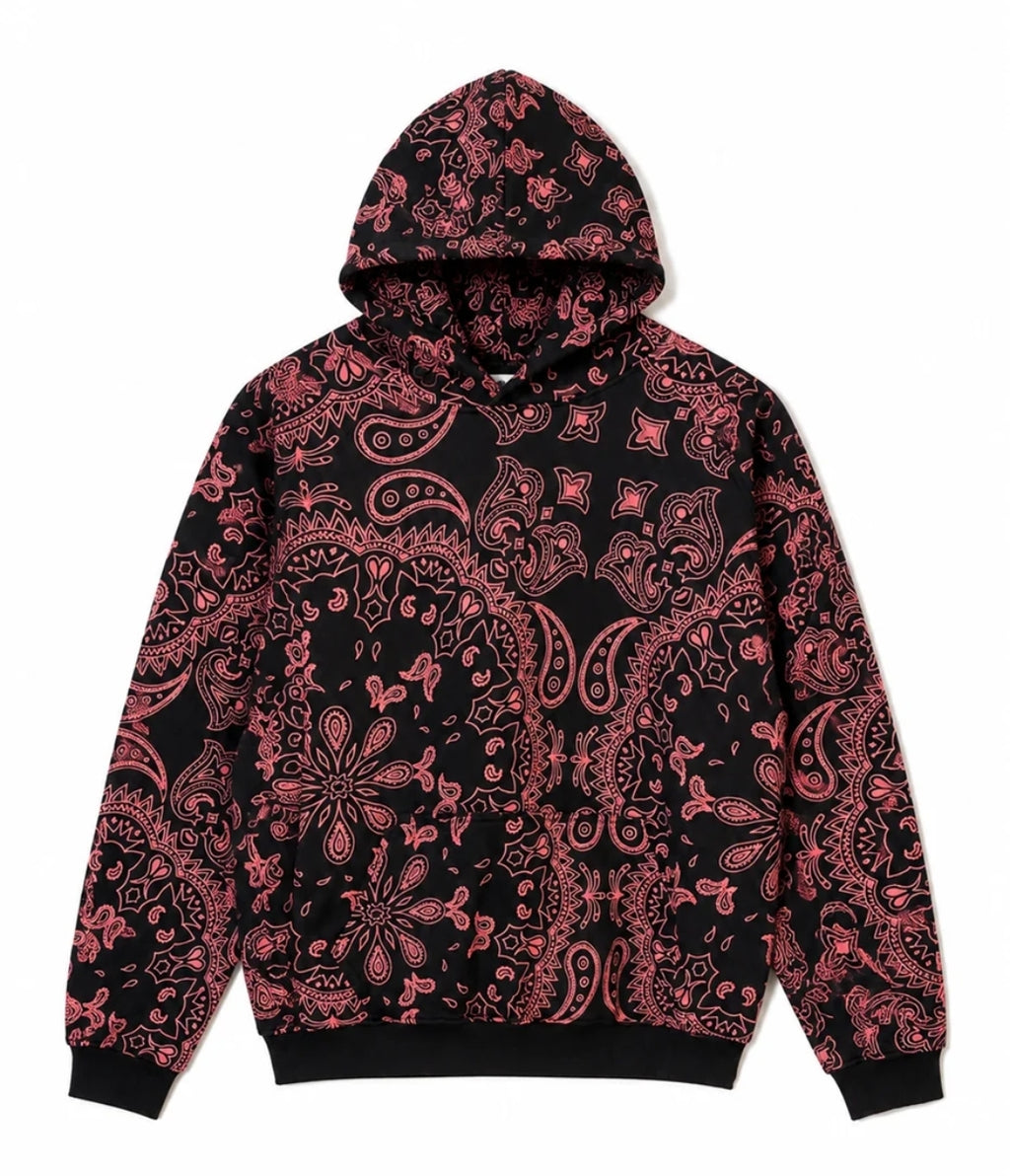 MAYO  PAISLEY PATTERN PRINT HOODIE BLACK×PINK (26UBMY-SPK1001)