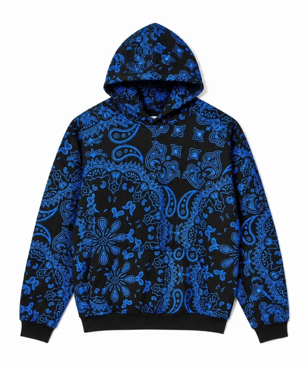 MAYO PAISLEY PATTERN PRINT HOODIE BLACK×BLUE (26UBMY-SPK1001 )