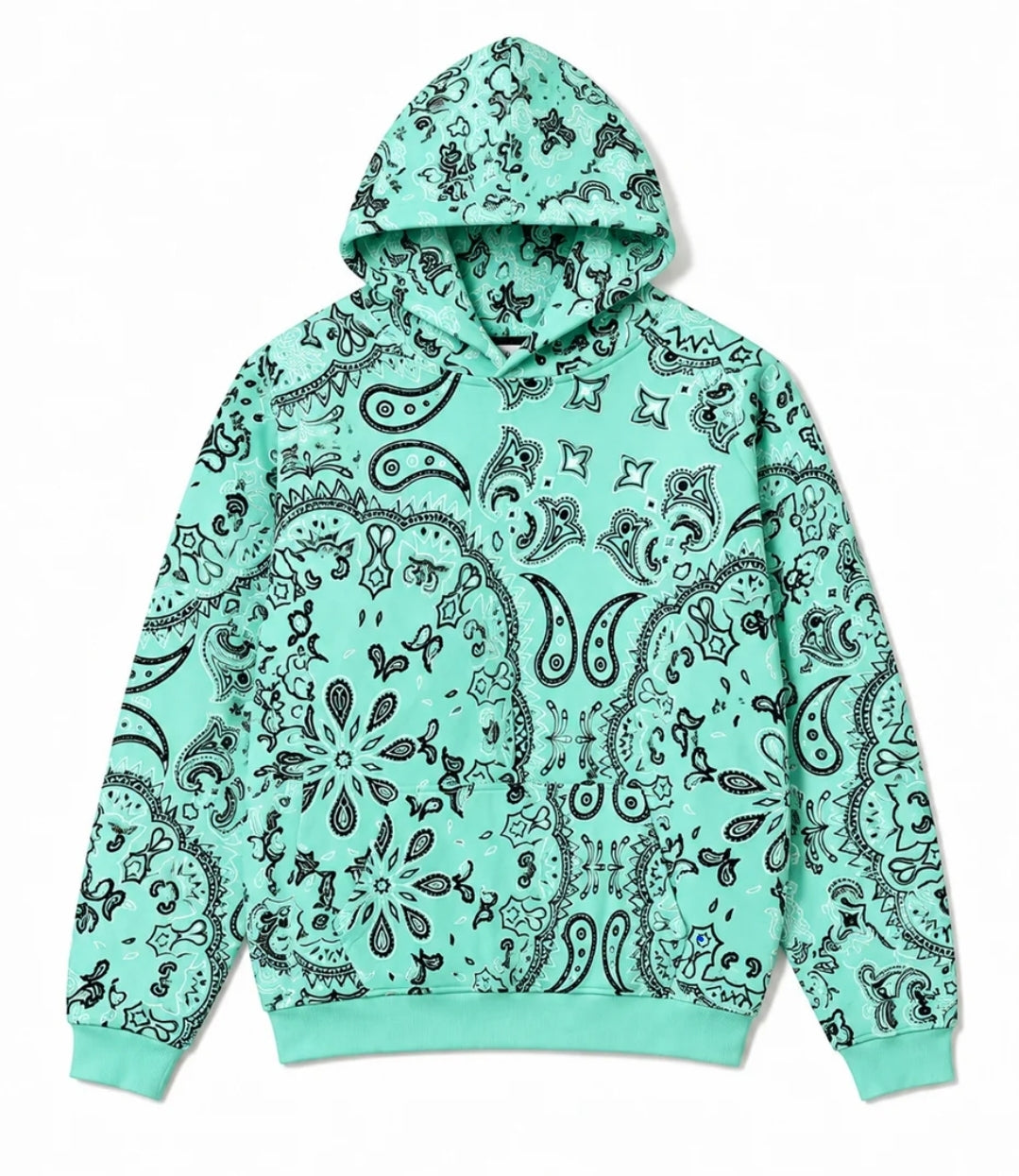 MAYO PAISLEY PATTERN PRINT HOODIE TIFFANY BLUE  (26UBMY-SPK1001)