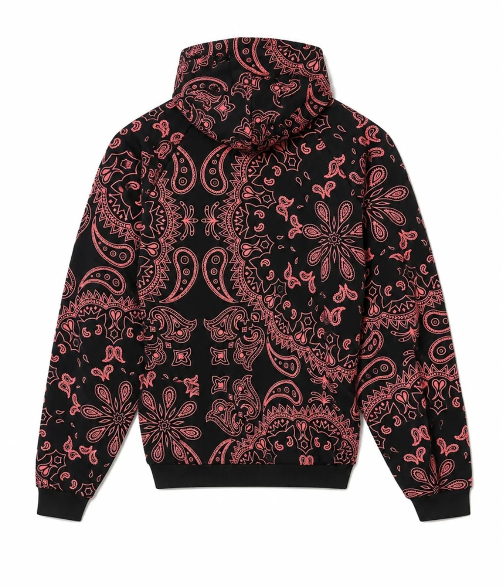 MAYO  PAISLEY PATTERN PRINT HOODIE BLACK×PINK (26UBMY-SPK1001)