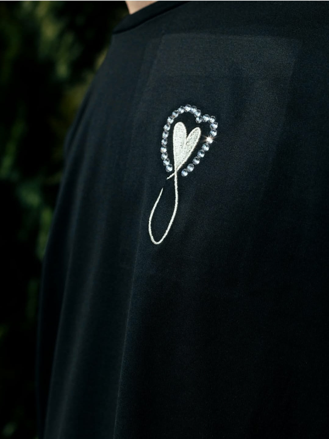 MAISON HONORE Tiphanie Swarovski スワロロングスリーブT　Black×silver