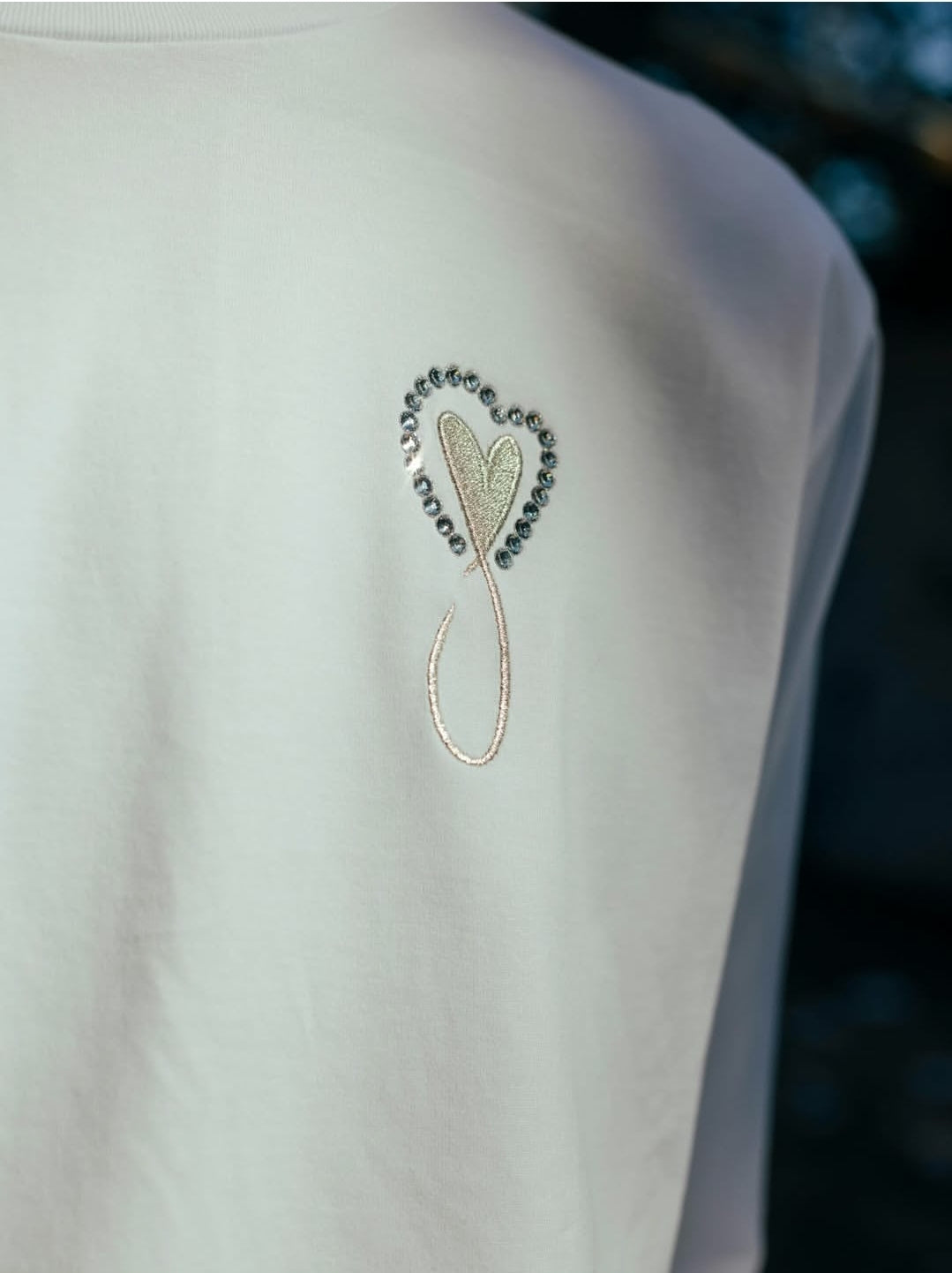 MAISON HONORE Tiphanie Swarovski スワロロングスリーブT　WHITE×silver