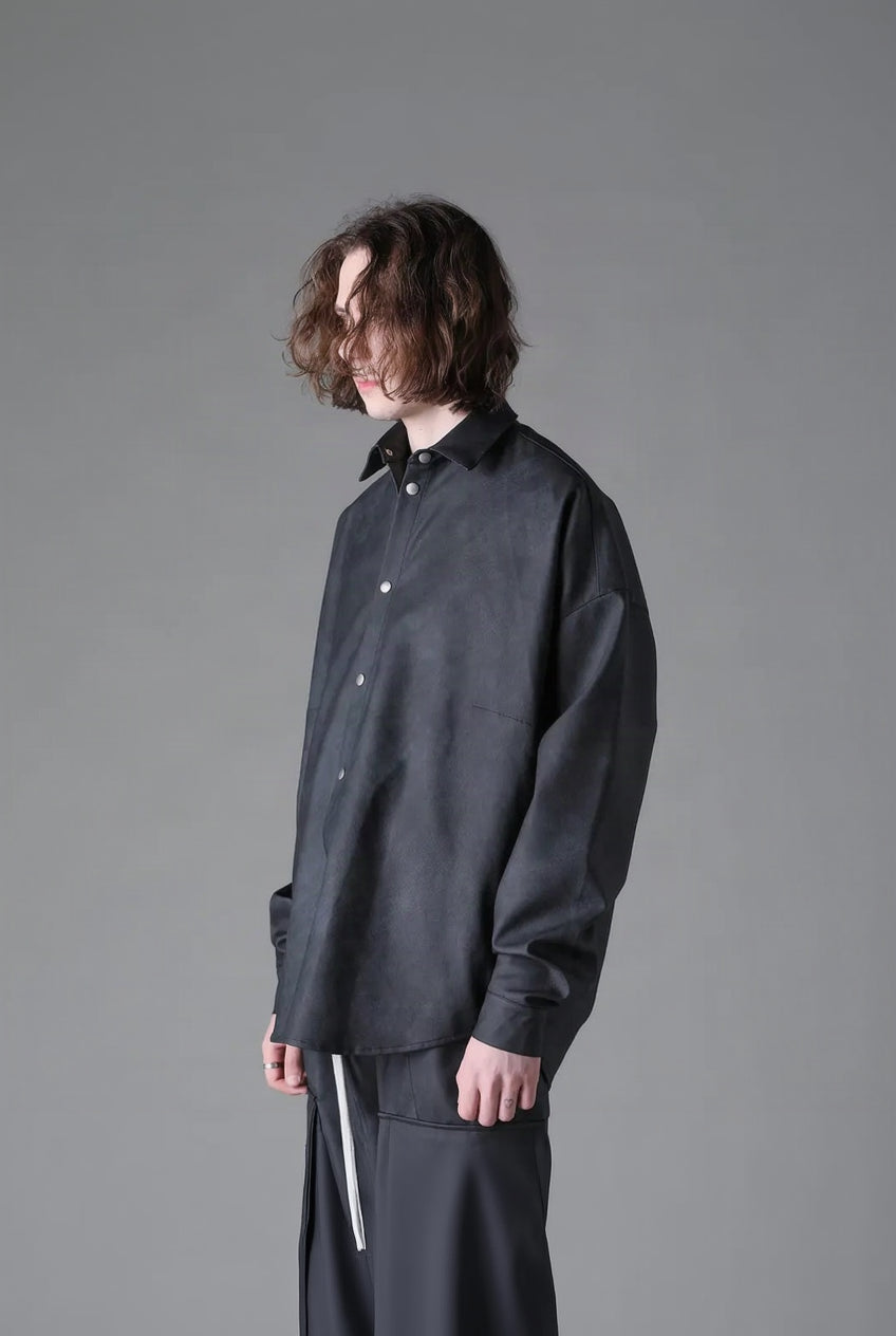A.F ARTEFACT Vegan Leather Cocoon Shirts / スモークブラック (ag-14021-2)